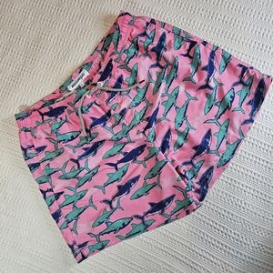 Maamgic Men's Pink with Sharks Swim Trunks Size L